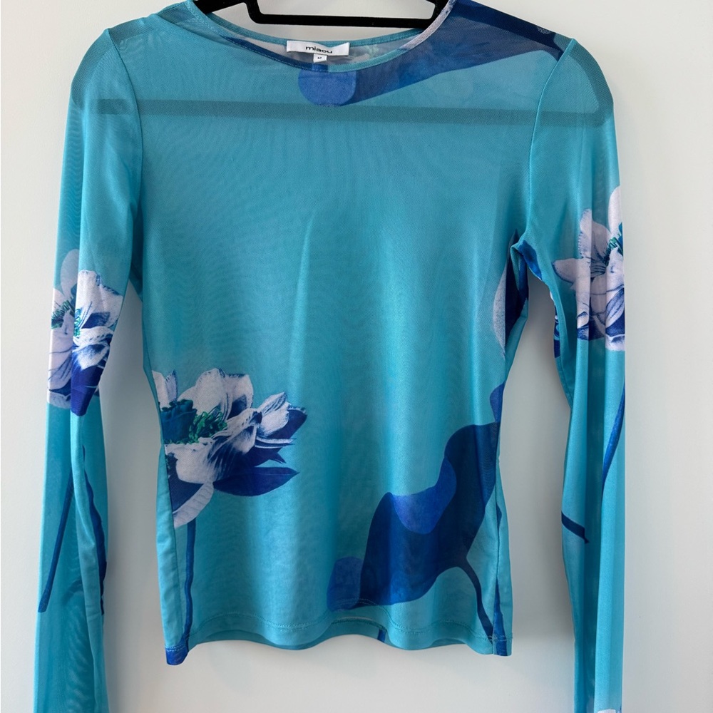 Miaou Blue Floral Long Sleeve Blouse